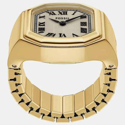 Fossil Harlow Watch Ring Women Quartz Cream Dial Analog Stainless Steel Watch Es5446