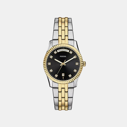 Fossil Scarlette Women Quartz Black Dial Analog Stainless Steel Watch Es5458