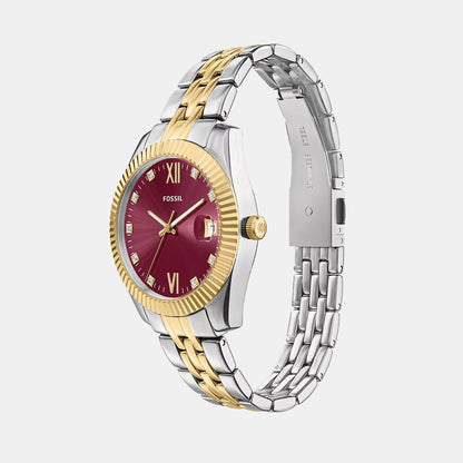 Fossil Scarlette Women Quartz Pink Dial Analog Stainless Steel Watch Es5461