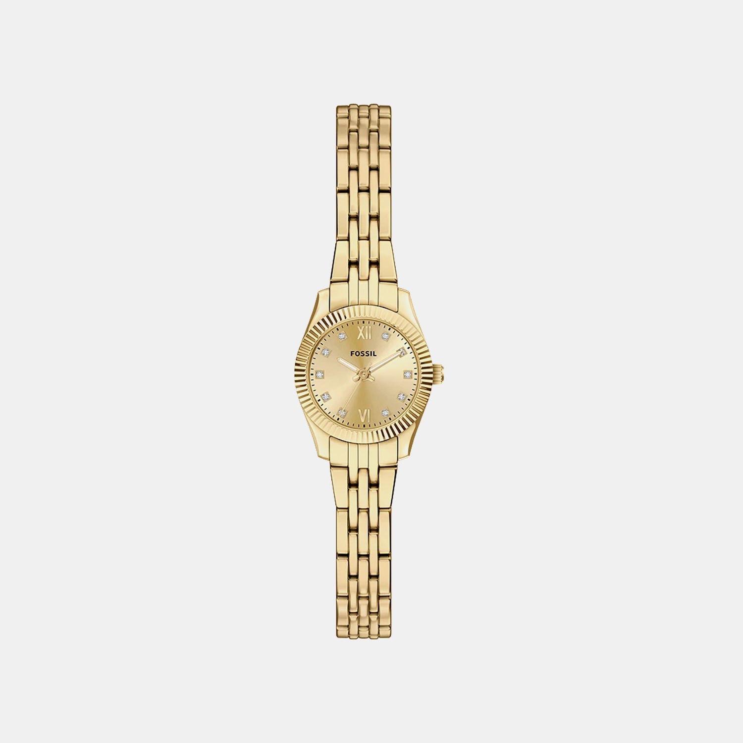 Fossil Scarlette Women Quartz Gold Dial Analog Stainless Steel Watch Es5474
