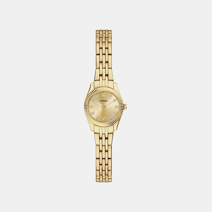 Fossil Scarlette Women Quartz Gold Dial Analog Stainless Steel Watch Es5474