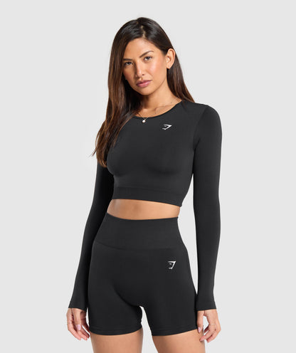 Women's Gymshark Everyday Seamless Long Sleeve Crop Top Black