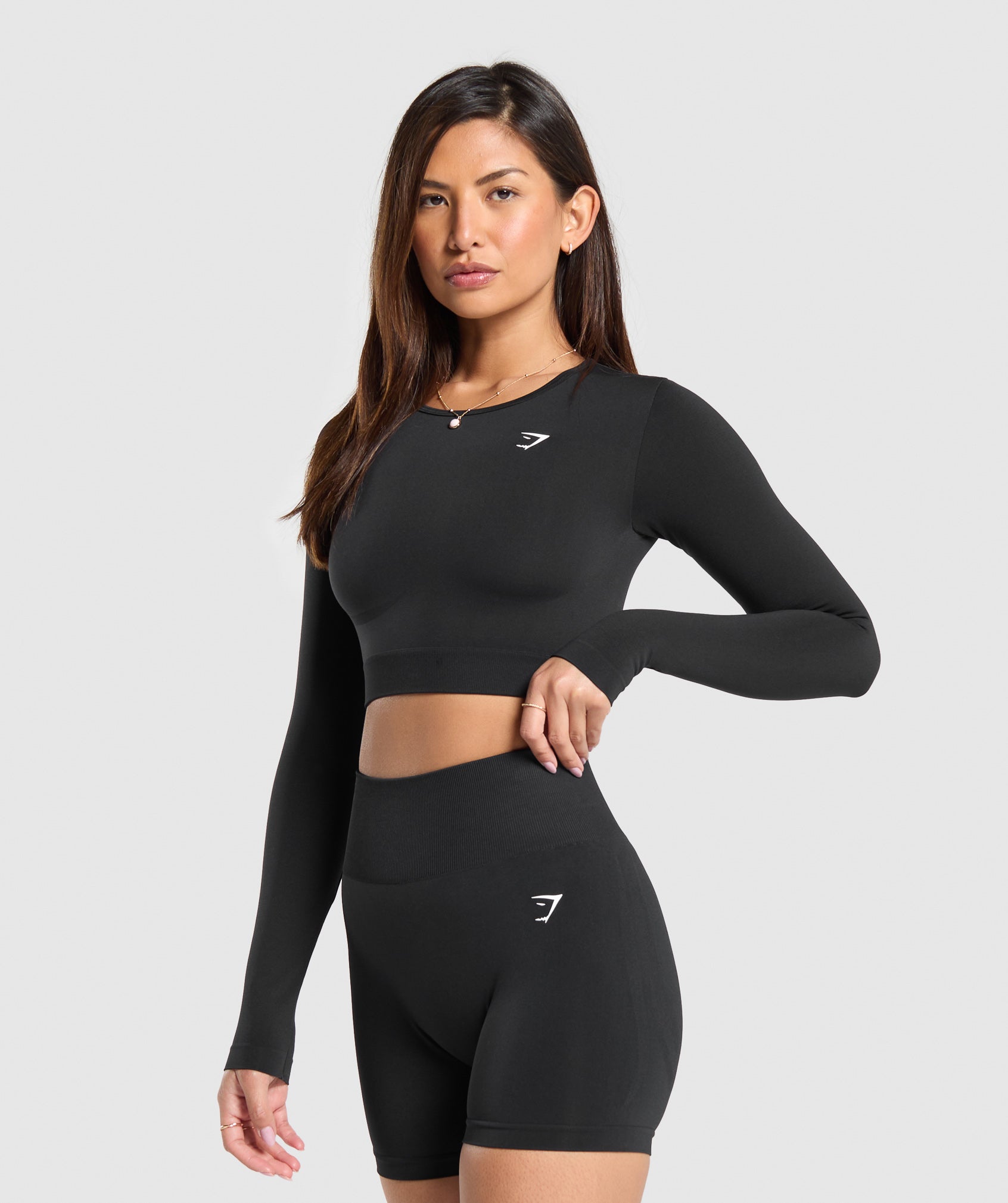 Women's Gymshark Everyday Seamless Long Sleeve Crop Top Black