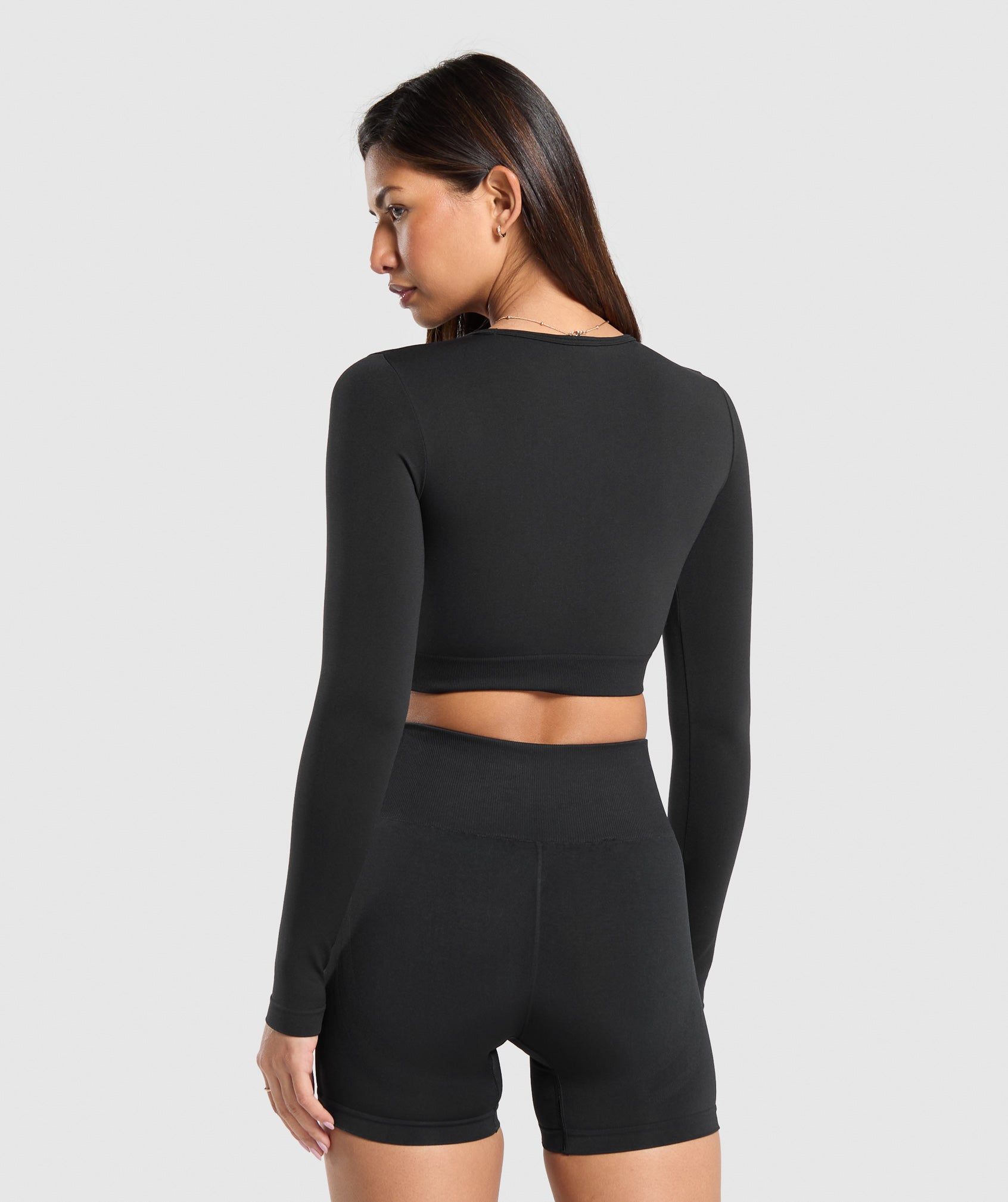 Women's Gymshark Everyday Seamless Long Sleeve Crop Top Black