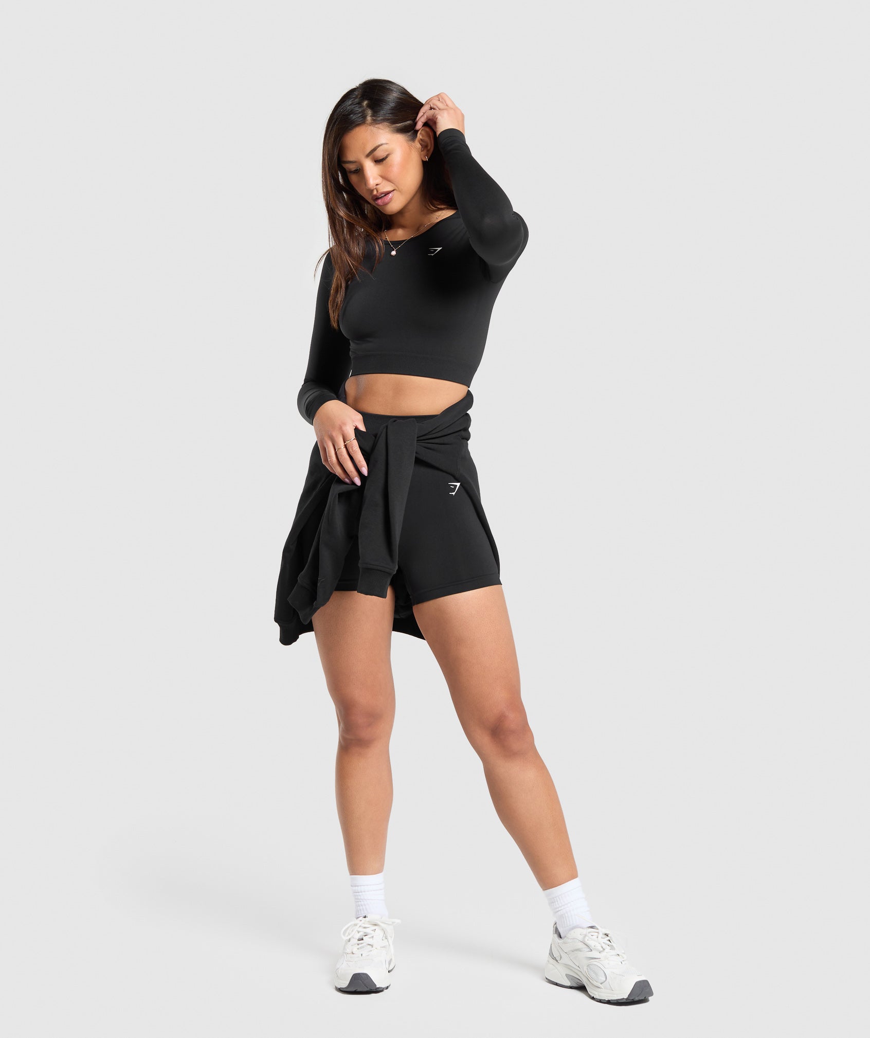 Women's Gymshark Everyday Seamless Long Sleeve Crop Top Black