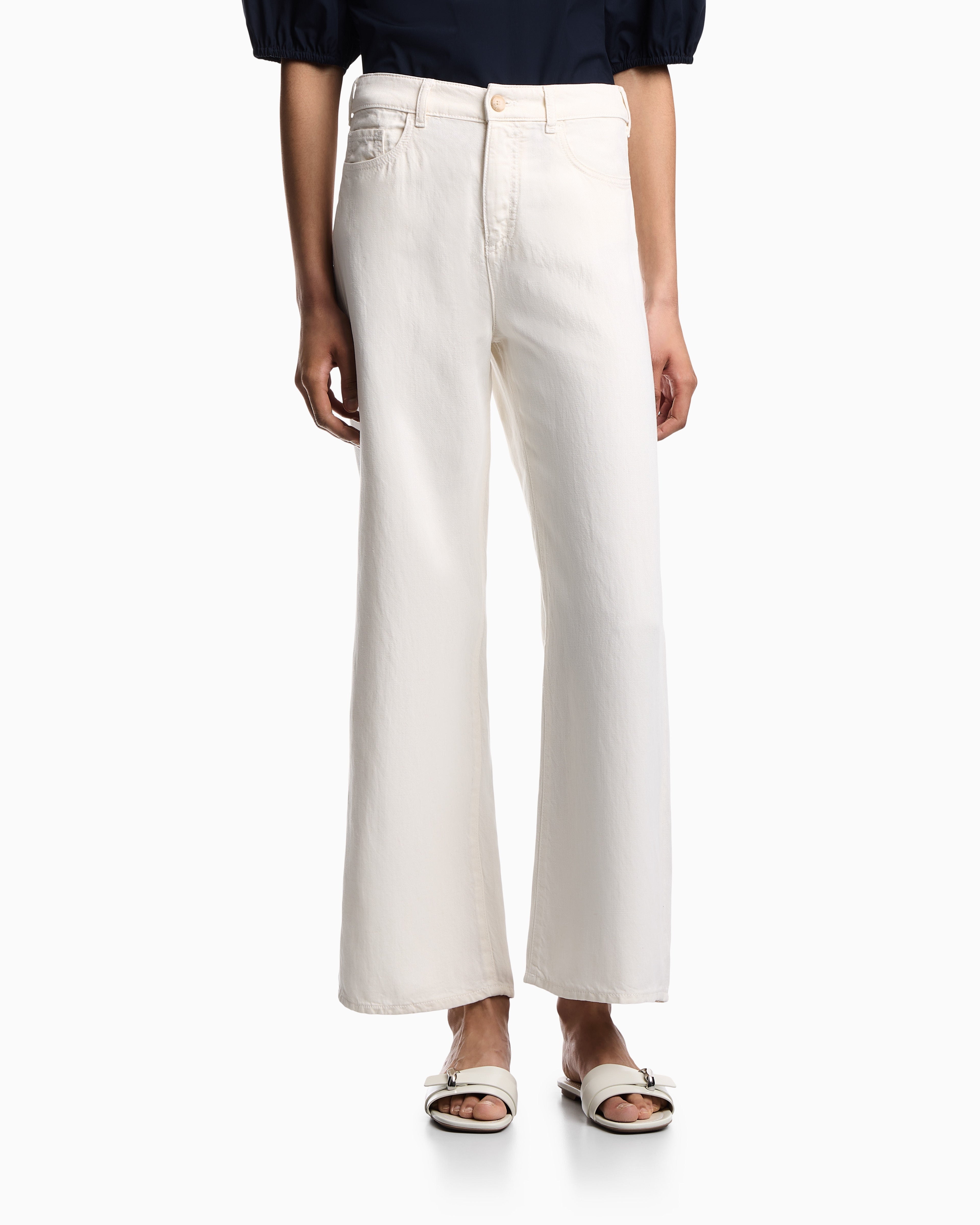 Emporio Armani J33 regular-fit garment-dyed trousers in linen and Lyocell