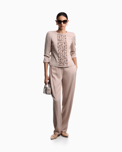 Emporio Armani Washed twill trousers with side crease