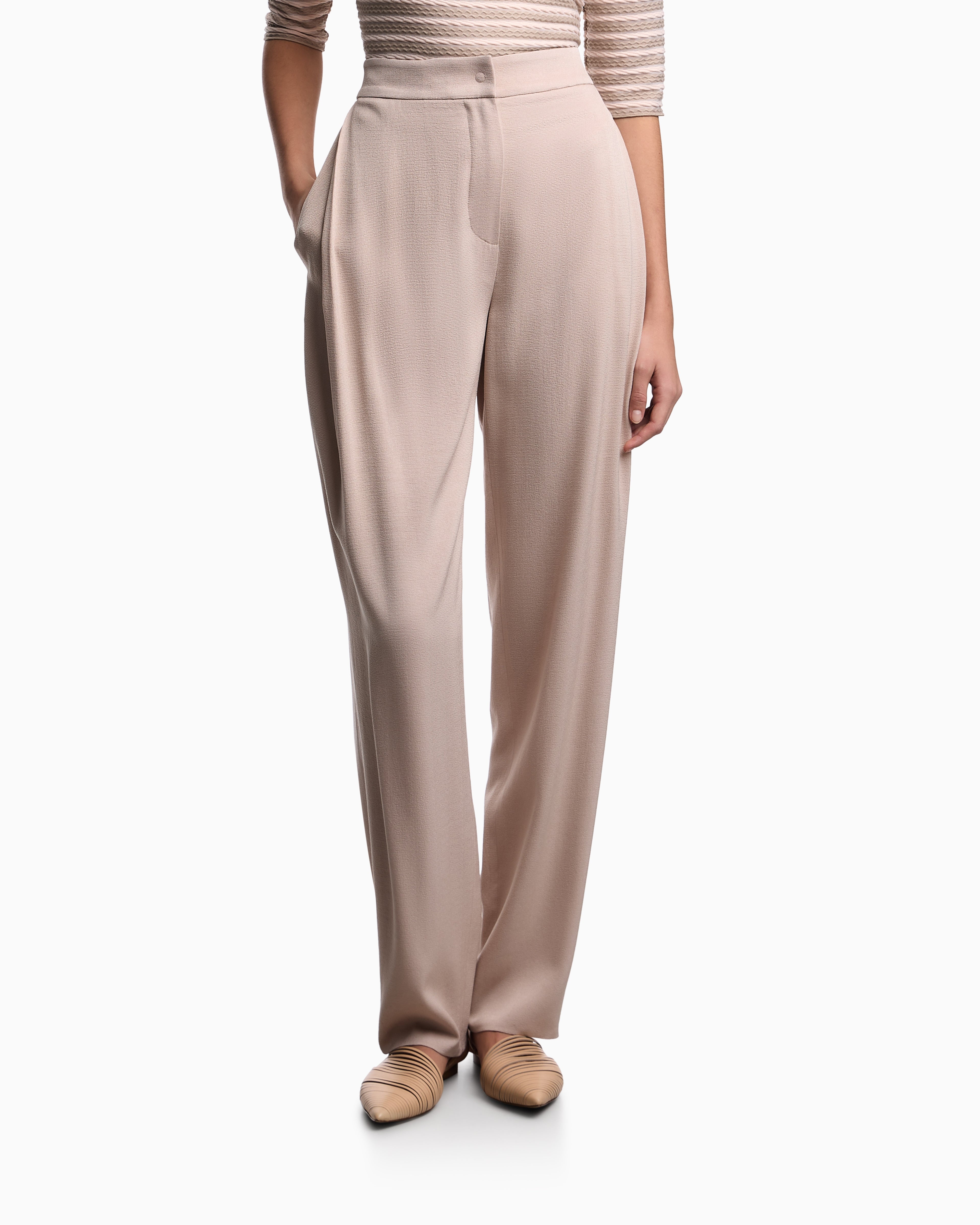 Emporio Armani Washed twill trousers with side crease