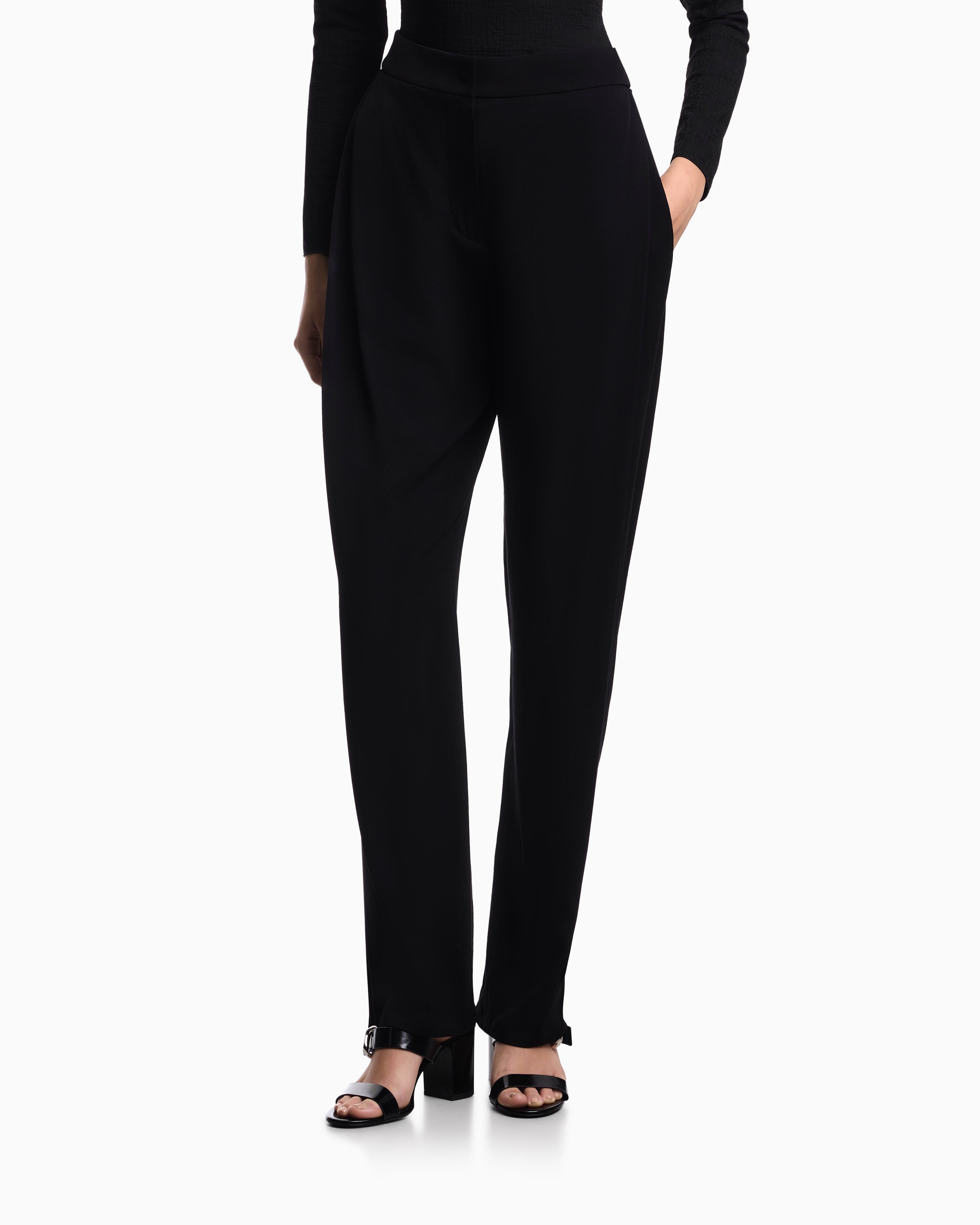 Emporio Armani Washed twill trousers with side crease