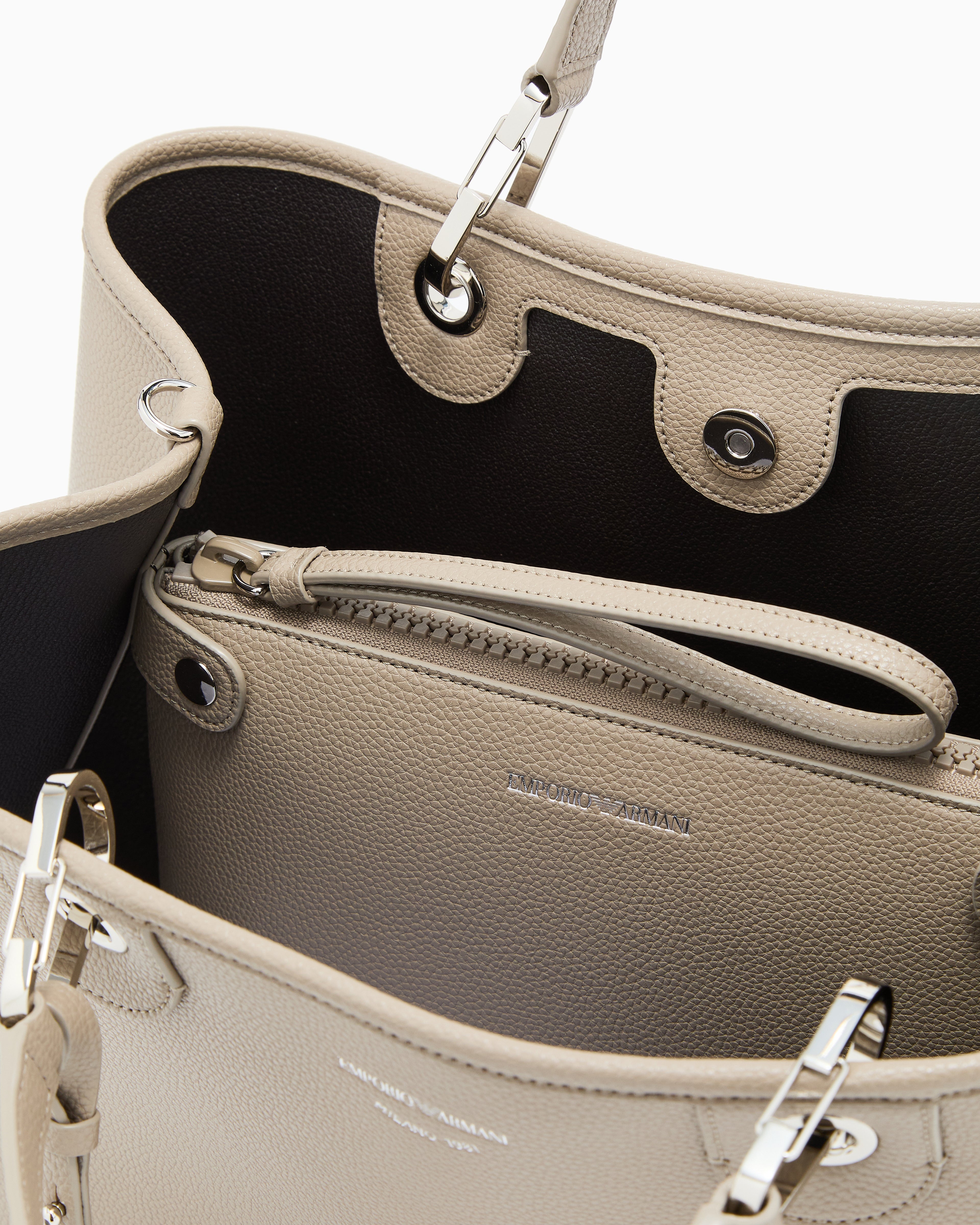 Emporio Armani Shopping bag with a pebbled texture and dual top handles