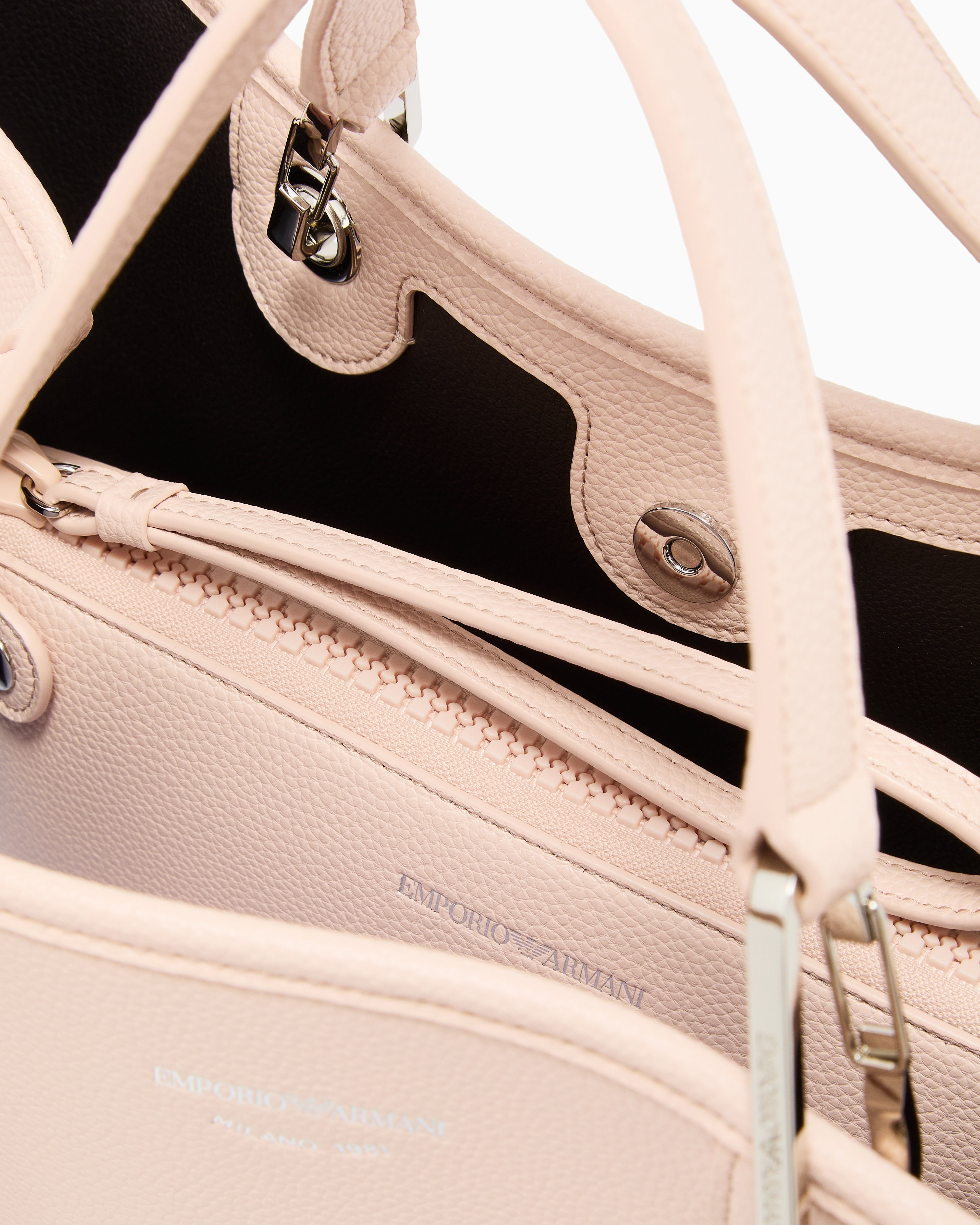 Emporio Armani Shopping bag with a pebbled texture and dual top handles