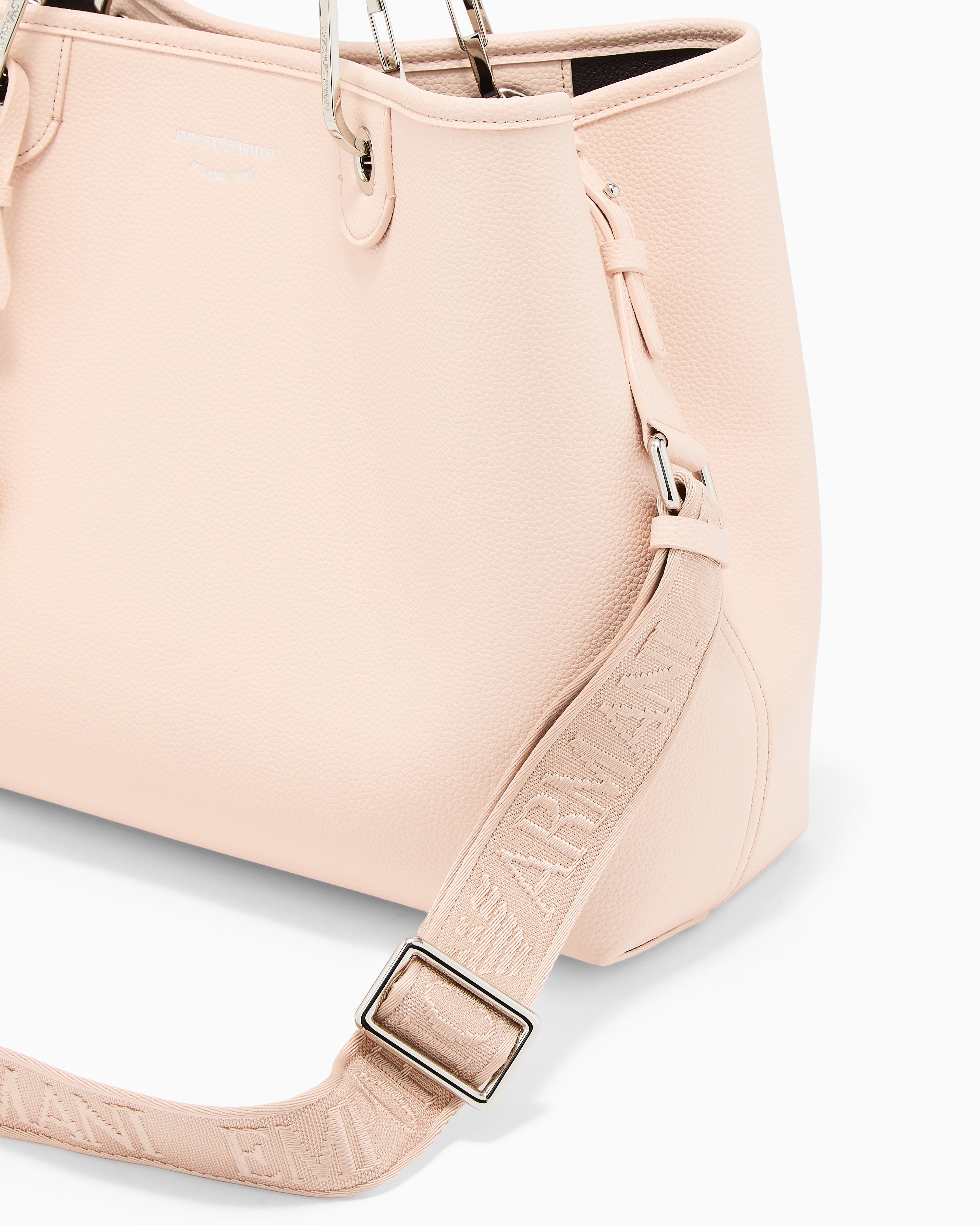 Emporio Armani Shopping bag with a pebbled texture and dual top handles