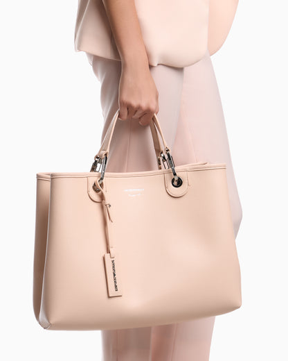 Emporio Armani Shopping bag with a pebbled texture and dual top handles