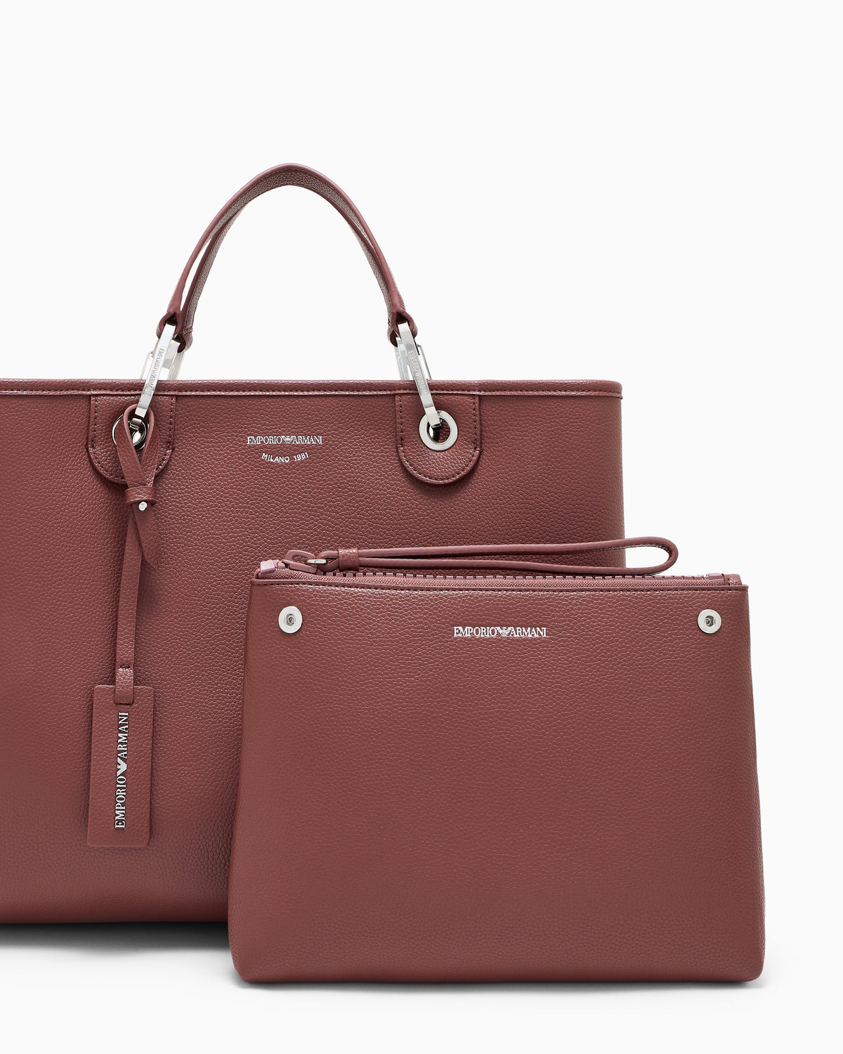 Emporio Armani Shopping bag with a pebbled texture and dual top handles