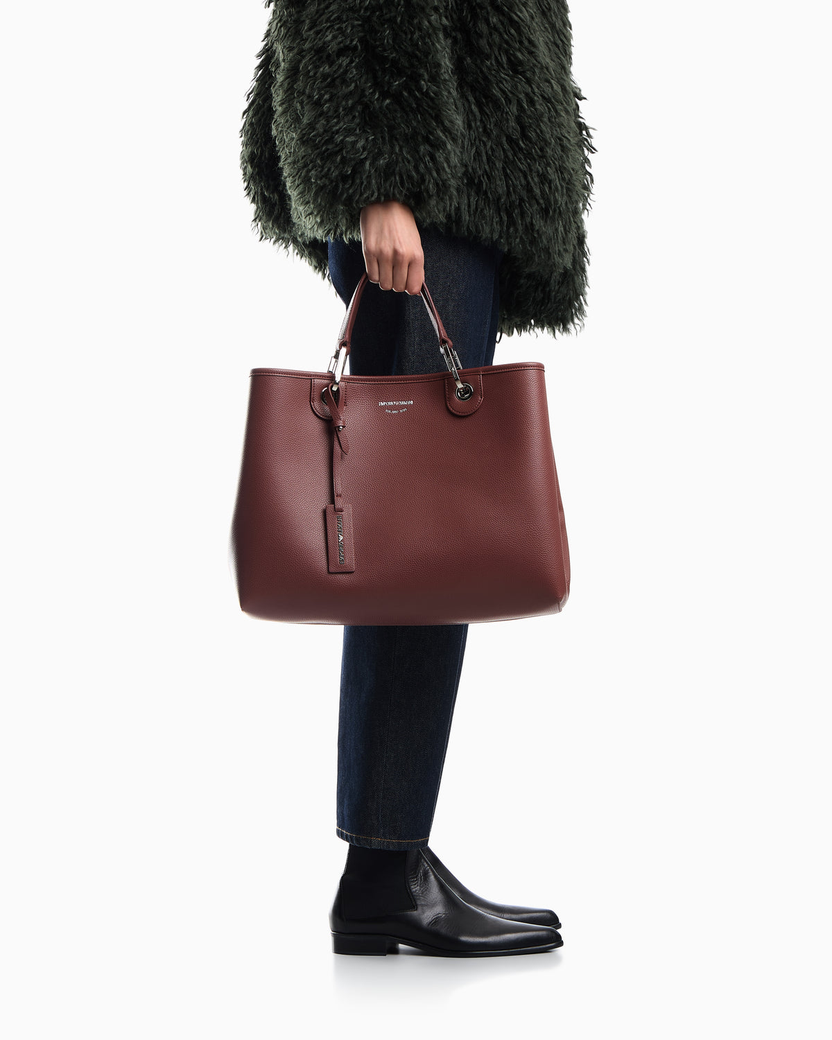Emporio Armani Shopping bag with a pebbled texture and dual top handles
