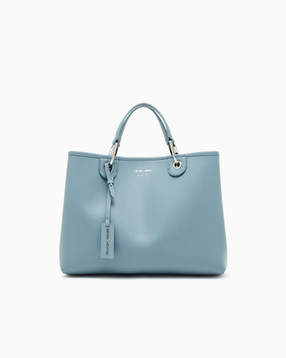 Emporio Armani Shopping bag with a pebbled texture and dual top handles