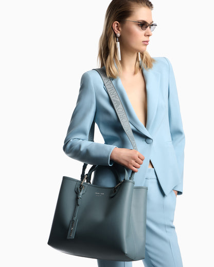 Emporio Armani Shopping bag with a pebbled texture and dual top handles