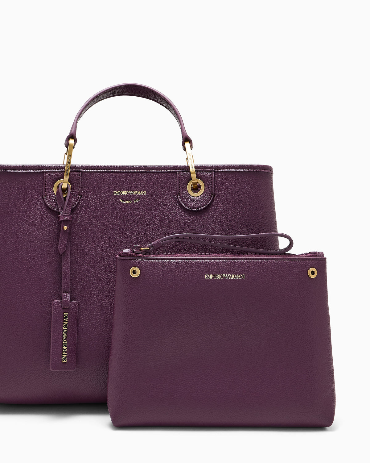Emporio Armani Shopping bag with a pebbled texture and dual top handles