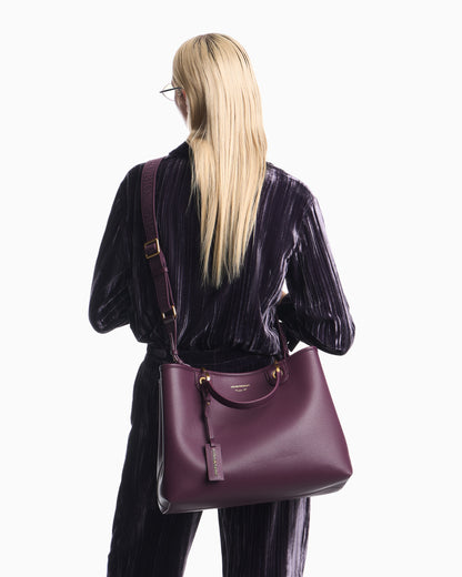 Emporio Armani Shopping bag with a pebbled texture and dual top handles