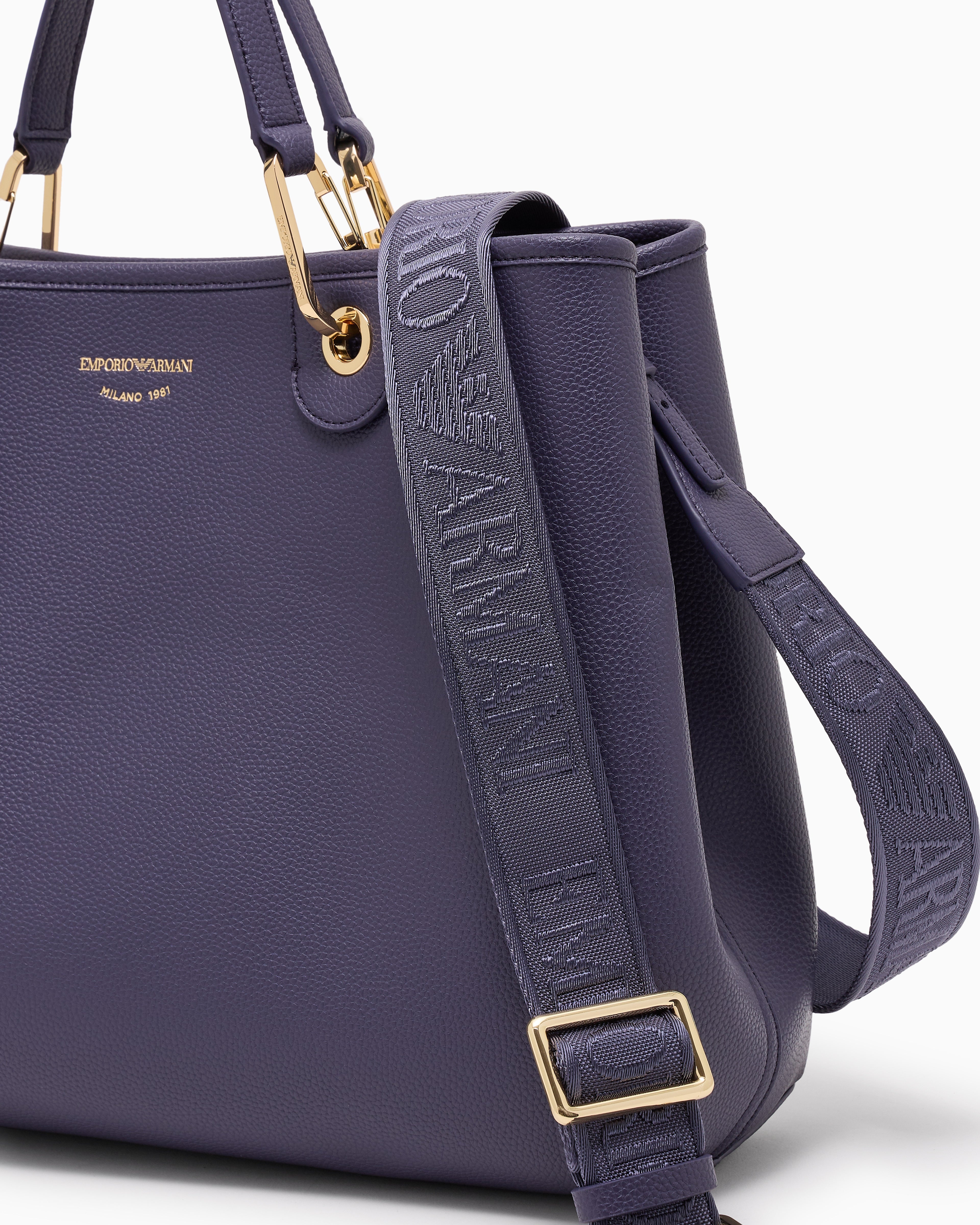 Emporio Armani Shopping bag with a pebbled texture and dual top handles