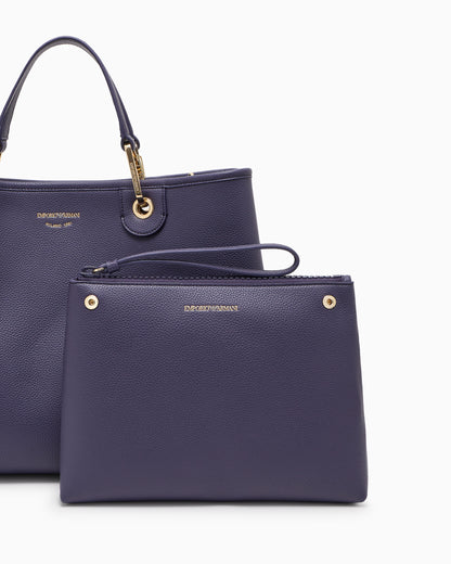Emporio Armani Shopping bag with a pebbled texture and dual top handles