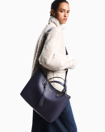 Emporio Armani Shopping bag with a pebbled texture and dual top handles