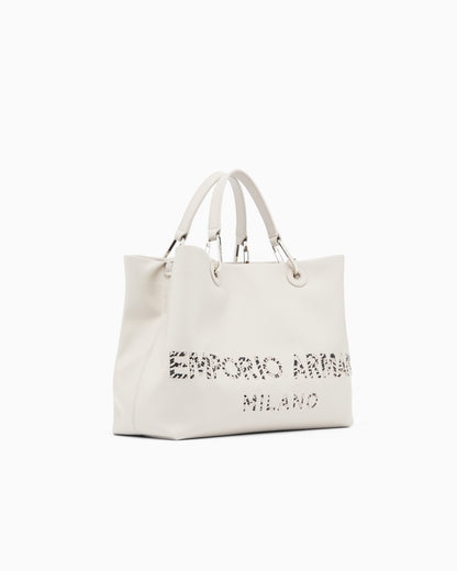 Emporio Armani MyEA medium shopper bag in nappa leather with a zebra-striped logo