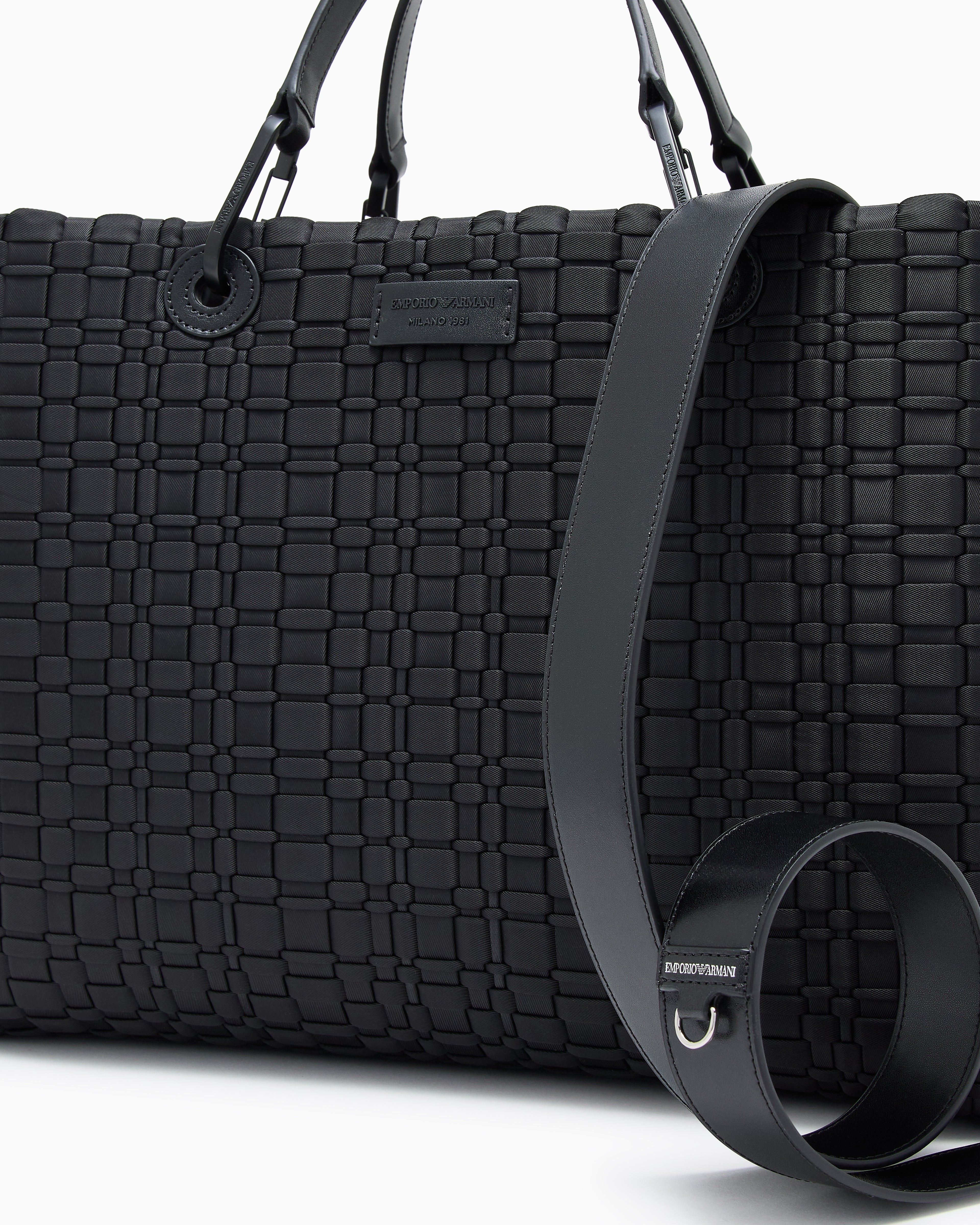 Emporio Armani MyEA medium shopper bag in woven nylon