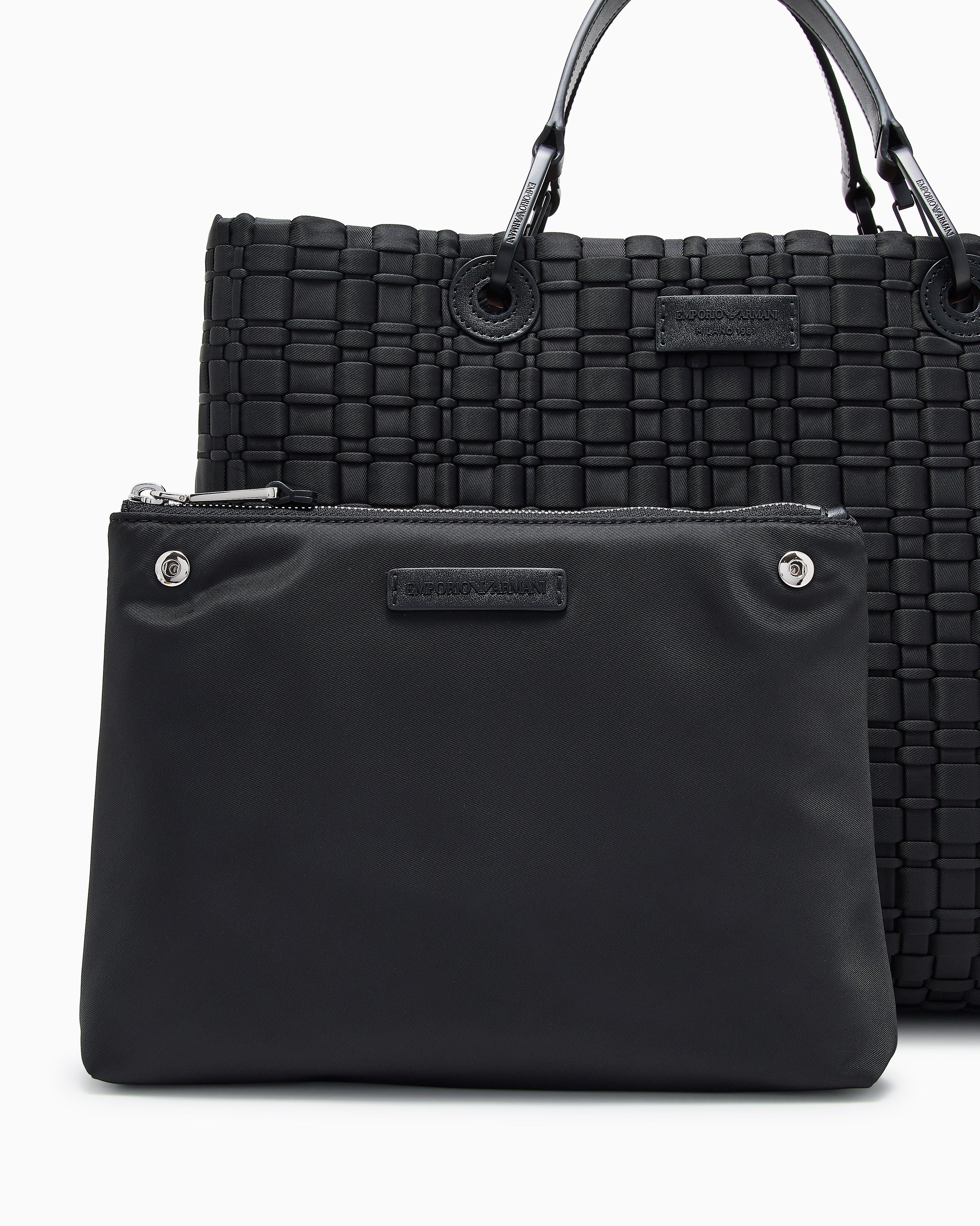 Emporio Armani MyEA medium shopper bag in woven nylon