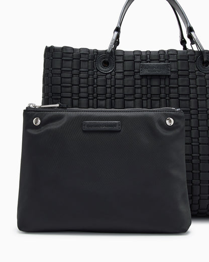 Emporio Armani MyEA medium shopper bag in woven nylon