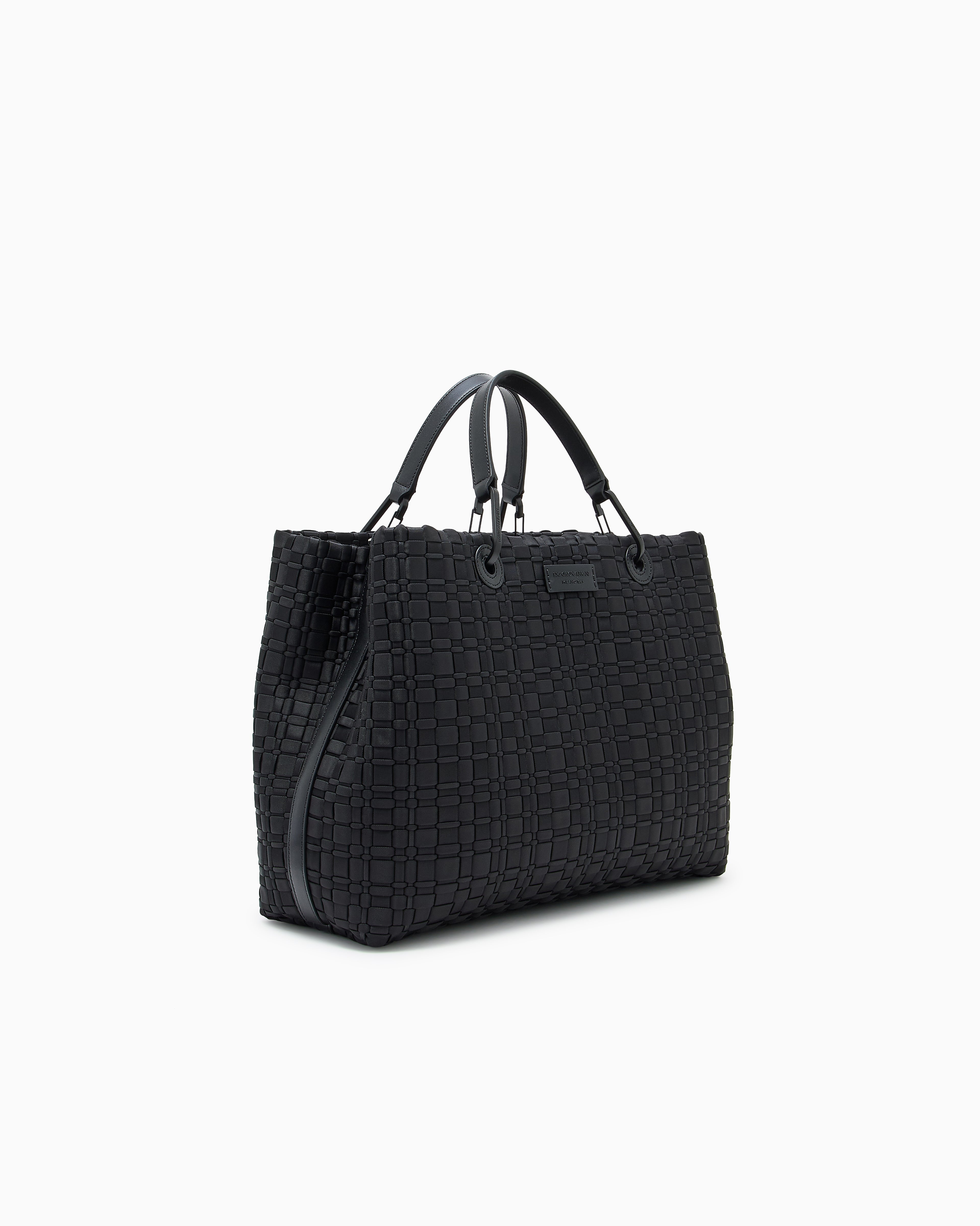 Emporio Armani MyEA medium shopper bag in woven nylon