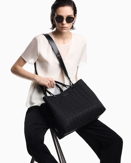 Emporio Armani MyEA medium shopper bag in woven nylon
