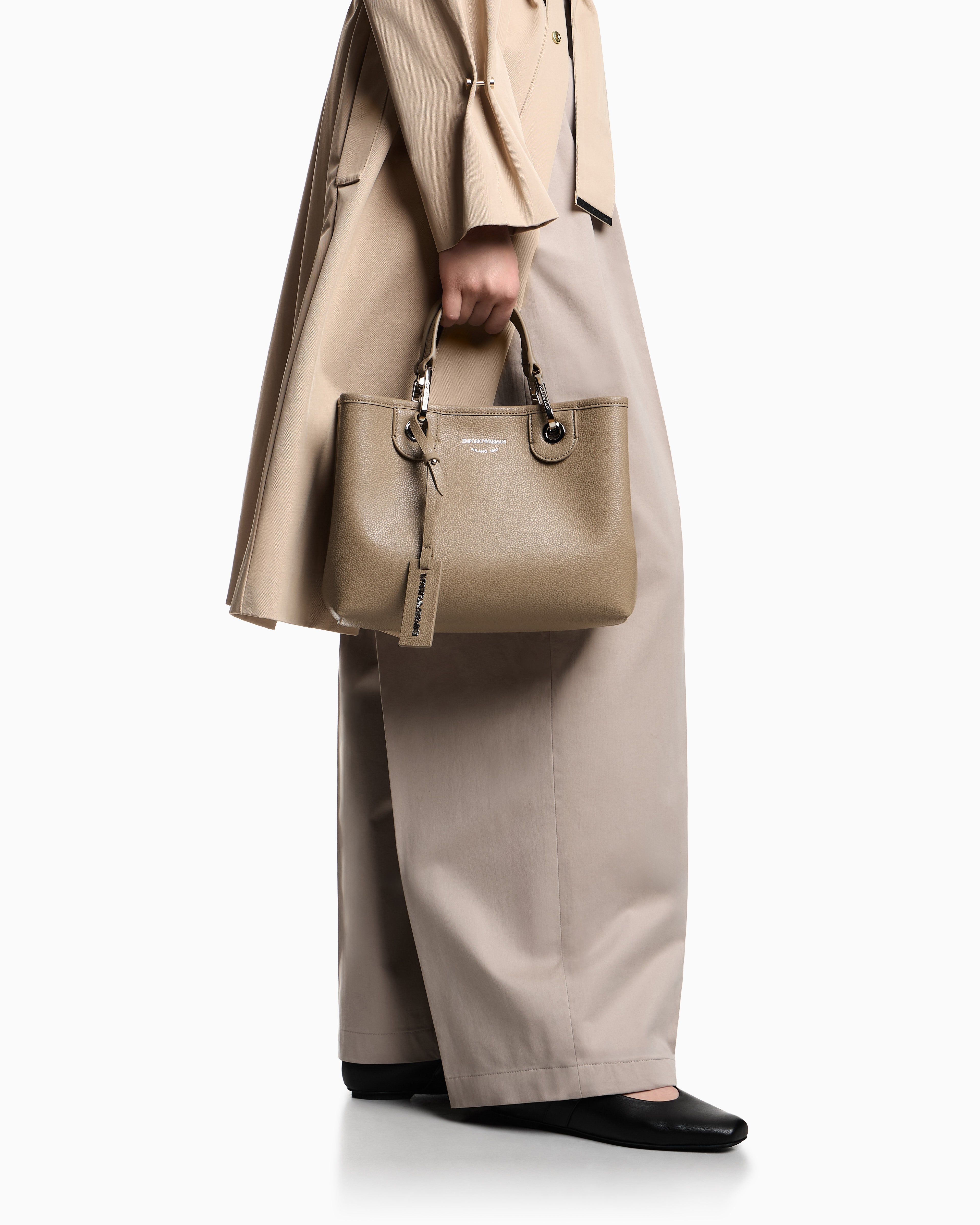 Emporio Armani Shopping bag with pebbled finish and detachable strap