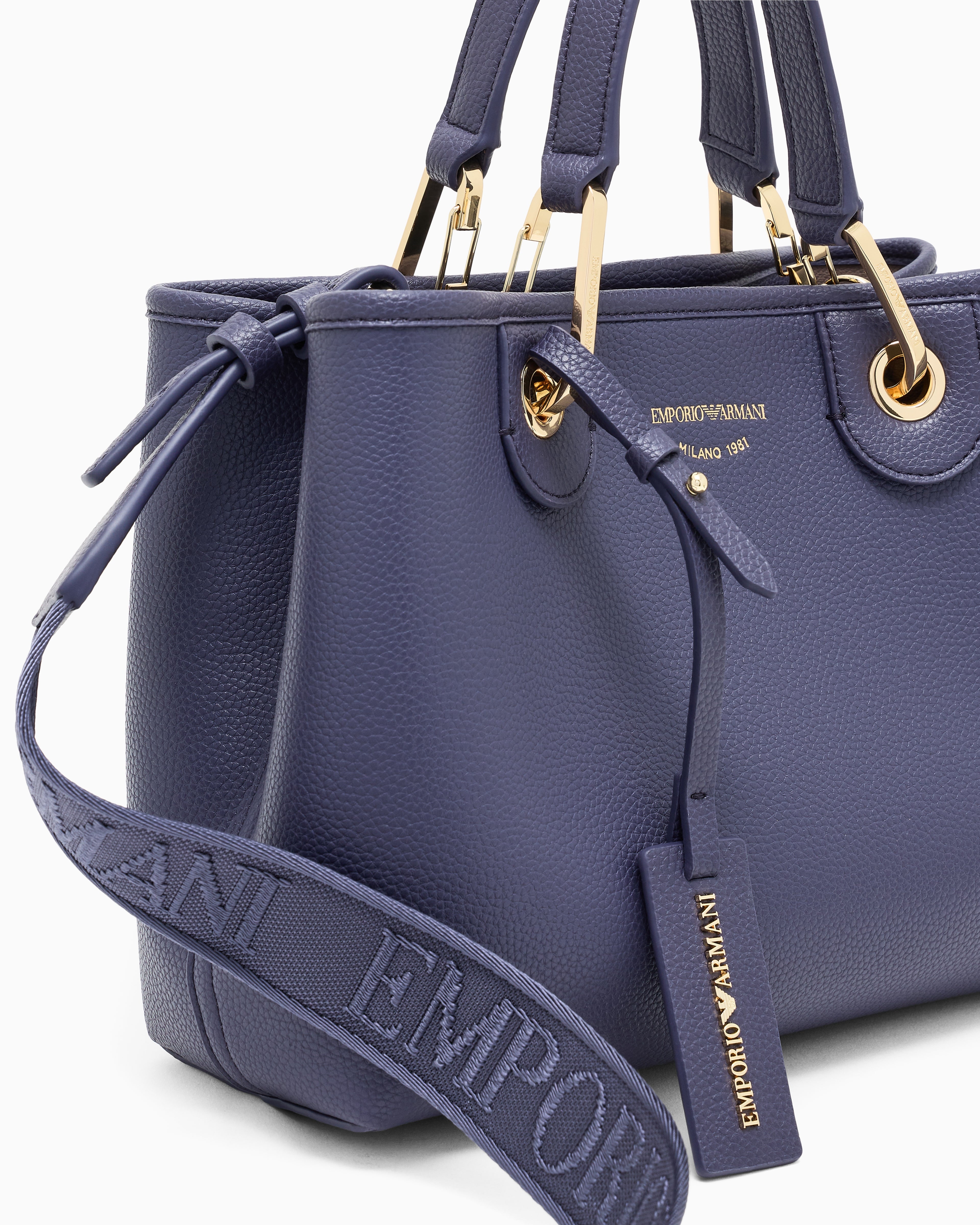 Emporio Armani Shopping bag with pebbled finish and detachable strap
