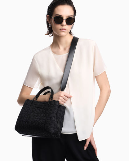 Emporio Armani MyEA small shopper bag in woven nylon