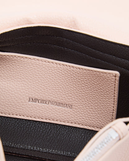 Emporio Armani Wallet on chain with pebbled texture and adjustable strap