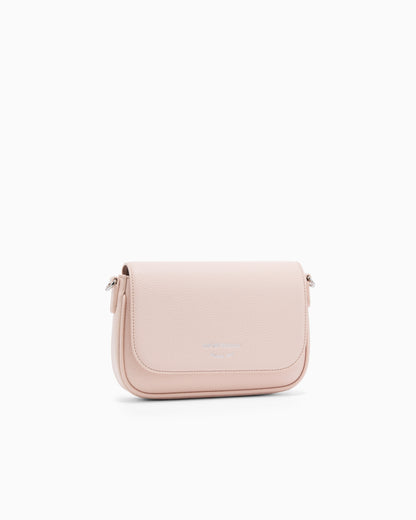 Emporio Armani Wallet on chain with pebbled texture and adjustable strap