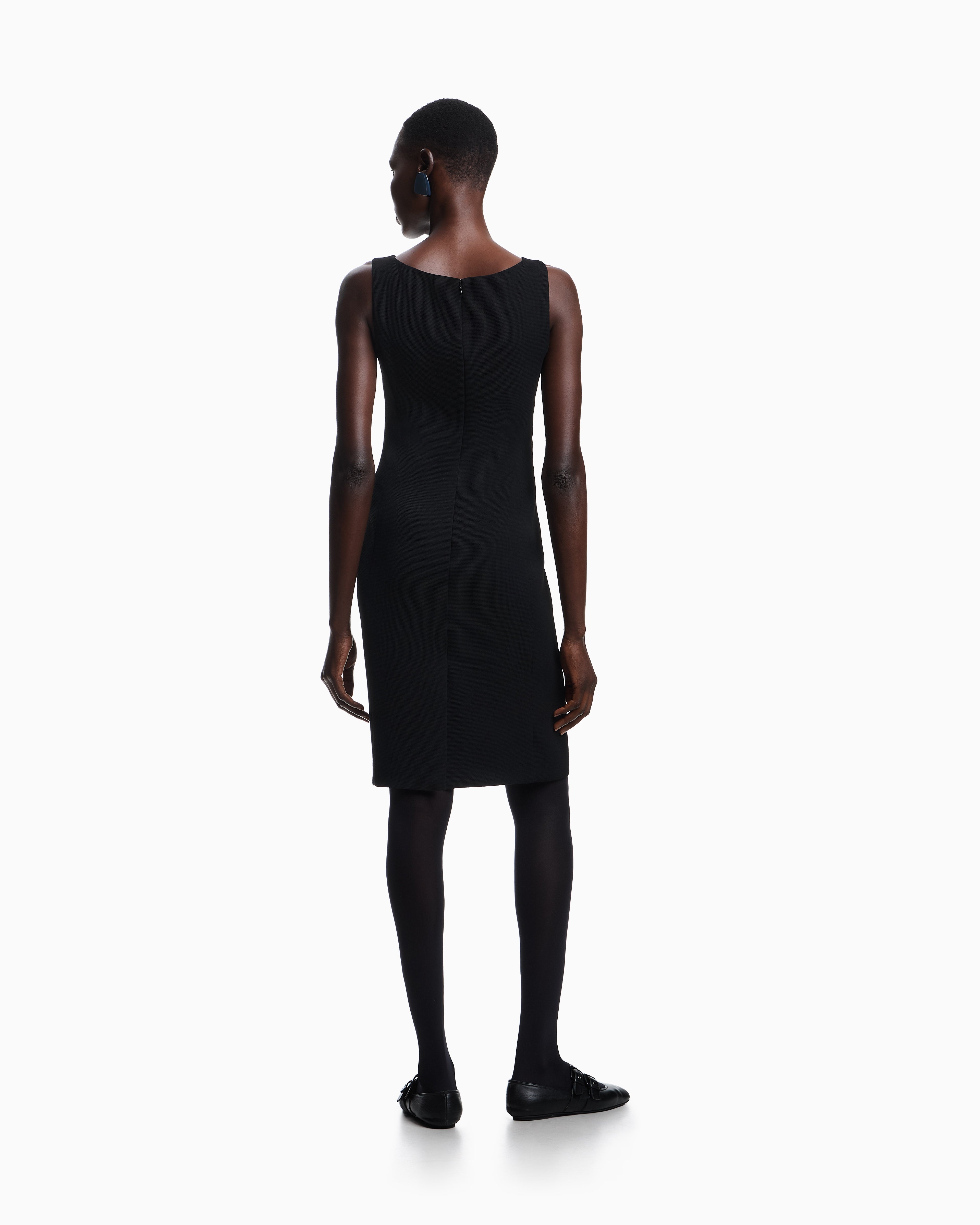 Emporio Armani Waffle-weave technical fabric sheath dress