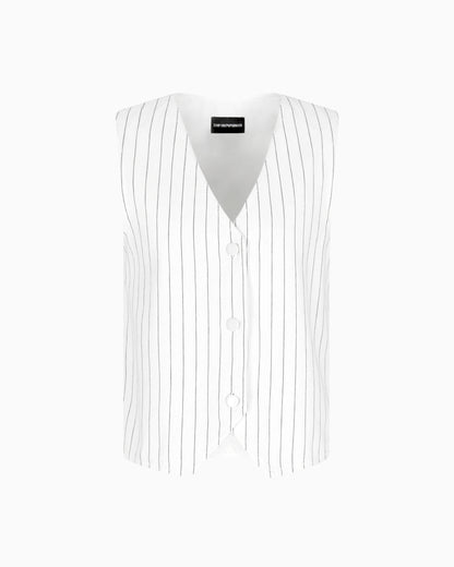 Emporio Armani Single-breasted waistcoat in garment-dyed striped bull