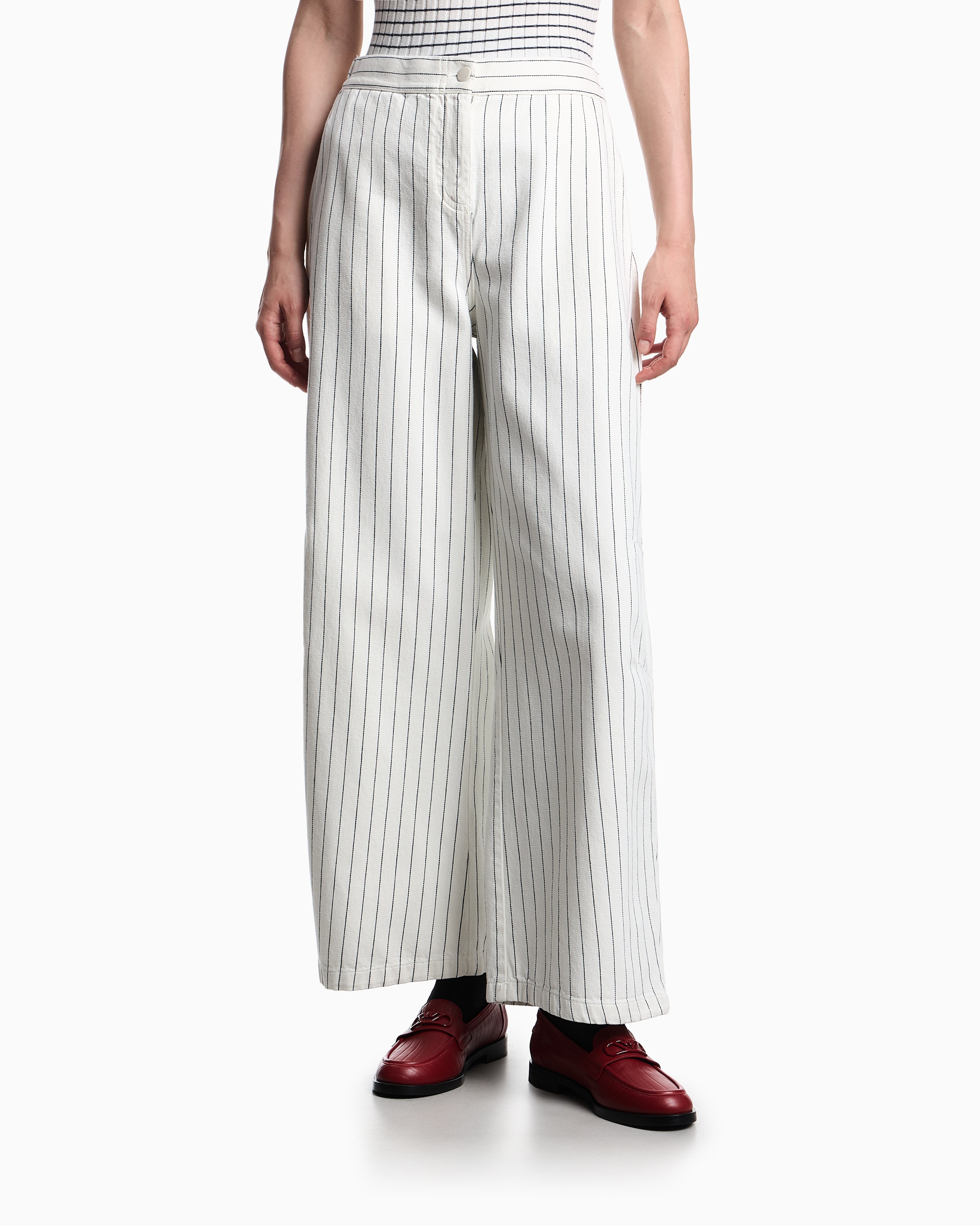 Emporio Armani Garment-dyed striped bull trousers