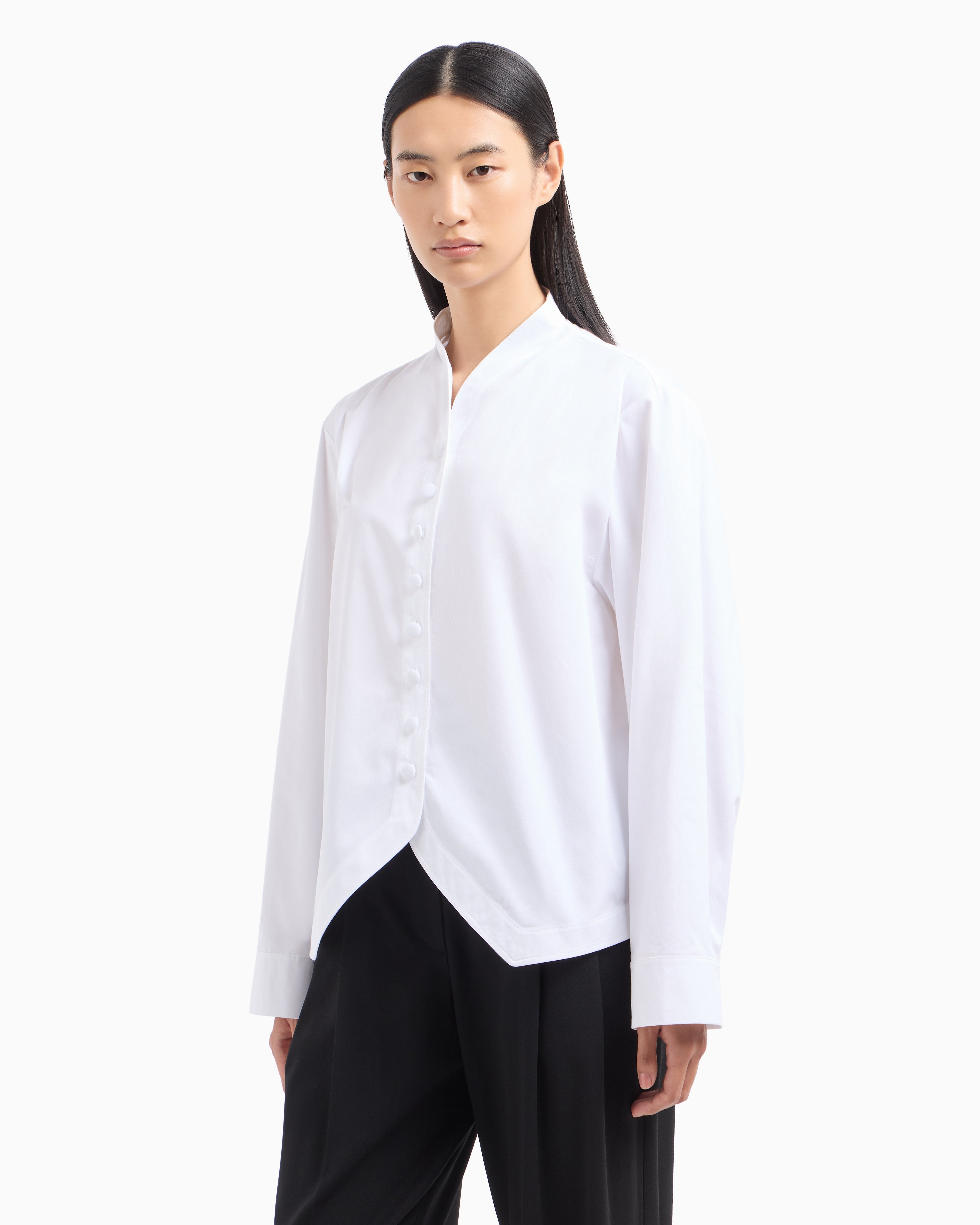Emporio Armani Brushed cotton shirt with shaped hem