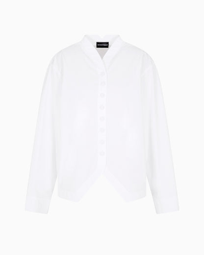 Emporio Armani Brushed cotton shirt with shaped hem
