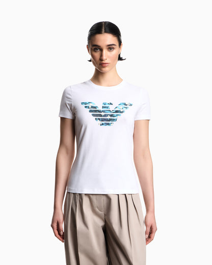 Emporio Armani T-shirt regular fit in lightweight stretch cotton jersey
