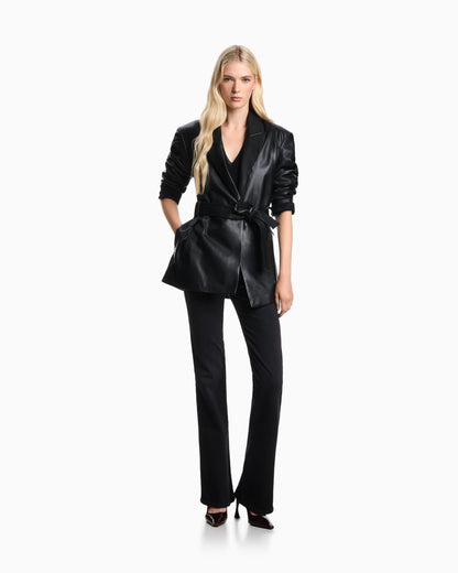 Emporio Armani J47 Mid-high rise jeans with a flared leg in a worn-look stretch denim