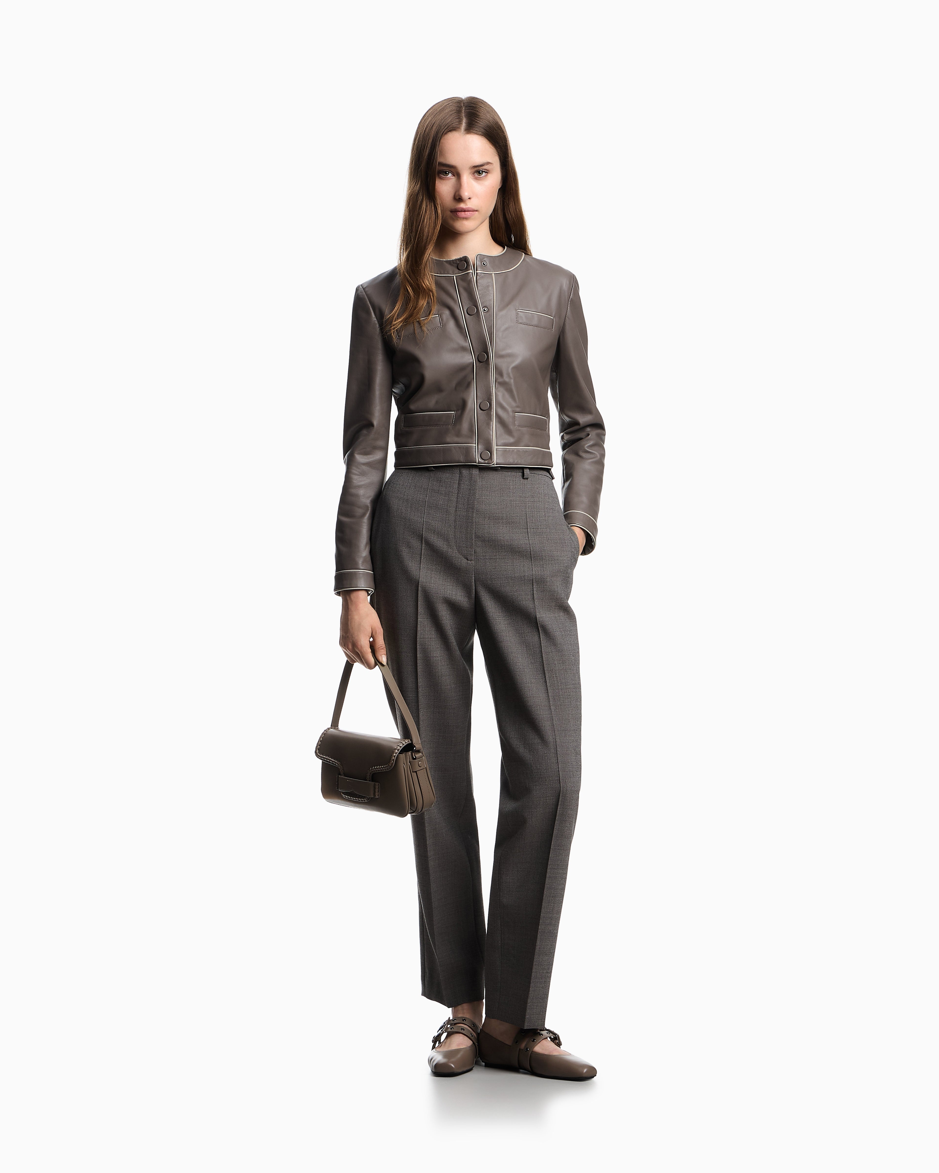 Emporio Armani Mouliné crêpe wool trousers