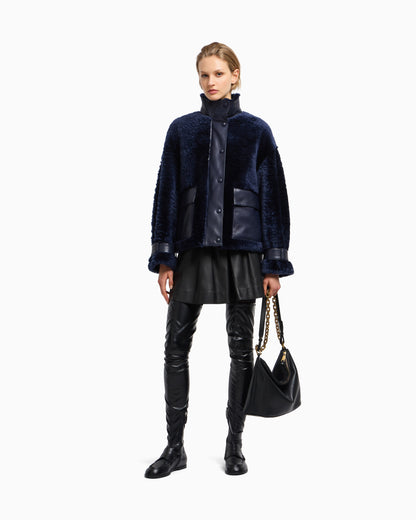 Emporio Armani Nappa lambskin skirt with godet pleat