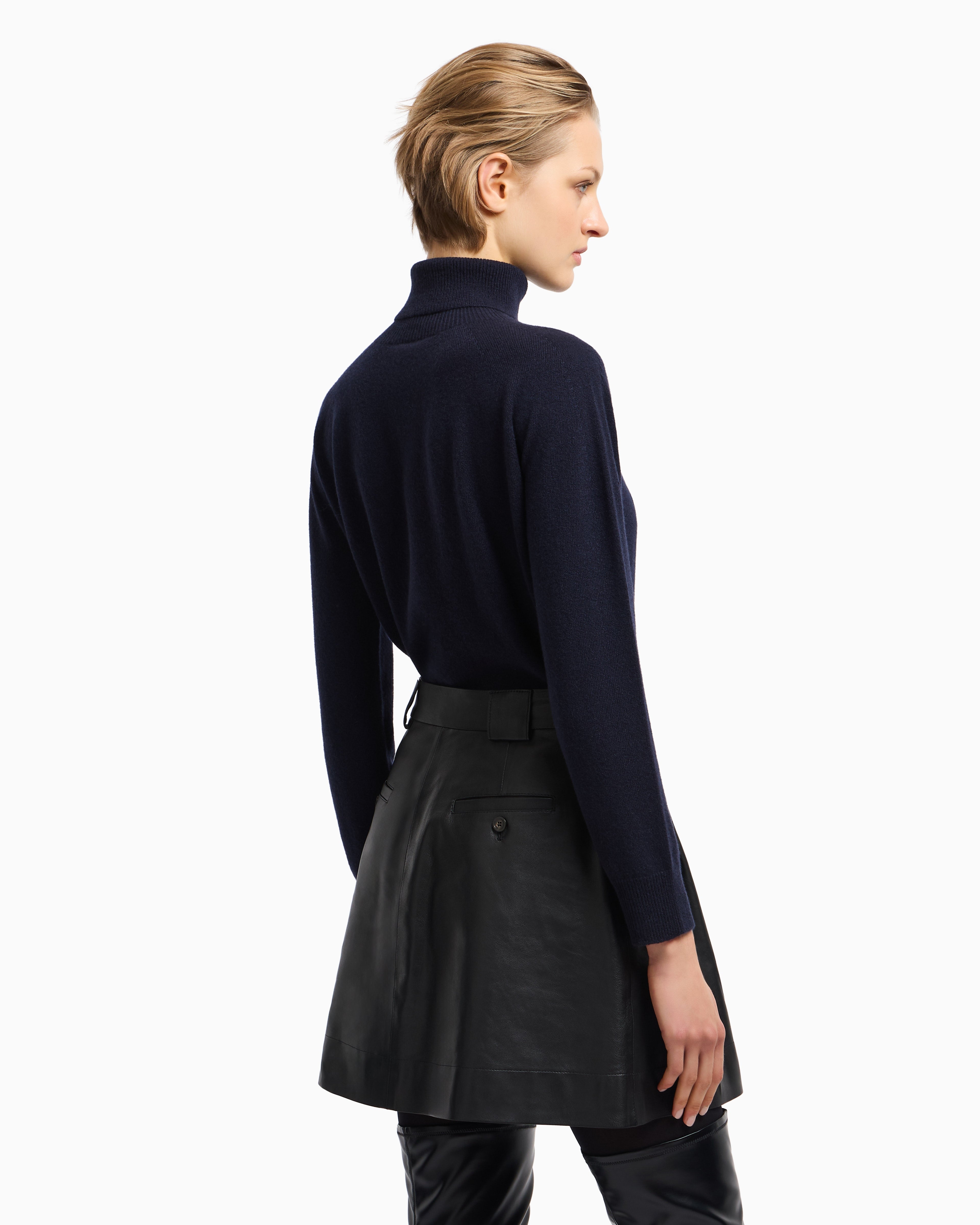 Emporio Armani Nappa lambskin skirt with godet pleat