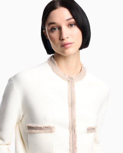 Emporio Armani Ottoman fabric jacket with fringe trims