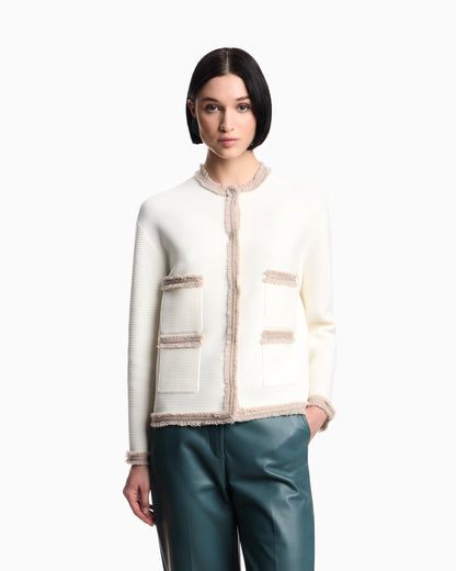 Emporio Armani Ottoman fabric jacket with fringe trims