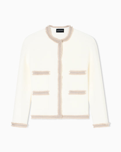 Emporio Armani Ottoman fabric jacket with fringe trims